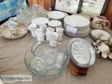 8 piece China set and more glasswear.