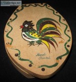 Vintage Green Rooster Hand Painted Hamburger Press Woodpecker Wo
