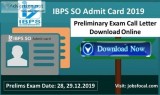 IBPS SO Admit Card 2019 -20 Preliminary Exam Call Letter Downloa