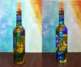 Sacramento Studio 1116 Stained Glass Bottles with Fairy Lights  