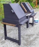 Propane gas grill and flat top with charcoal grilling chamber