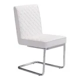 Armless Dining Chair White (Set of 2) - Leatherette Chromed Stee