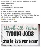 Home typists wanted