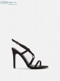 4th and Reckless  ALIS ASYMMETRIC STRAP HEELED SANDAL BLACK SUED