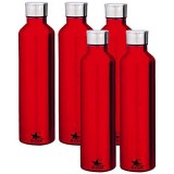 Stainless Steel Water Bottle (Red) Set of 5