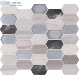 Harlow Picket 12X12 Glass Metal Stone Mosaic - Backsplash Tile U