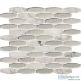 Ellia Blanco 12X12 Glass Stone Mesh Mounted Mosaic Tile - Backsp