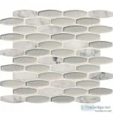 Ellia Blanco 12X12 Glass Stone Mesh Mounted Mosaic Tile - Backsp