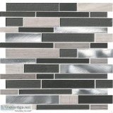 Metro Glacier Blend Interlocking Porcelain Glass Mosaic - Backsp