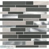 Metro Glacier Blend Interlocking Porcelain Glass Mosaic - Backsp