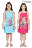 Girls Cotton Barbie Printed Nighty Slips Pack of 2
