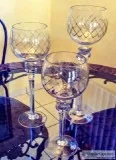 Long Stem 3 Piece Glass Candle Holders