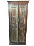 Antique Armoire Indian Distressed Carved Bohemian Farmhouse Deco
