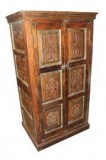 Indian Antique Armoire Solid Teak Wood Cabinet Farmhouse Design