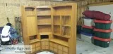 Three piece teak corner wall cabinets
