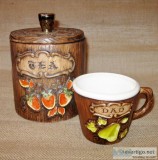 Vintage Treasure Craft Compton CA USA Ceramic Handmade Tea Canis