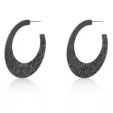 Contemporary Hematite Textured Hoop Earrings