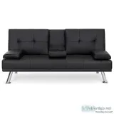 Futon with cup holders (faux leather)