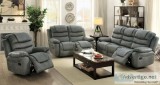 NuevoNew Premium Reclining Set 3pc Grey Plush Comfort.