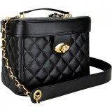 VB002 - BLACK QUILTED GOLD TRUNK BAG WITH BRUSH HOLDER AND REMOV