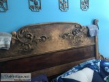 Antique Queen Headboard and Dresser with Mirror