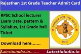Rajasthan 1st Grade Teacher Admit Card 2019