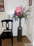 Pair of Large Floor Vases with Floral Arrangements