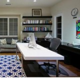 White Modern Desk - Stainless Steel Base