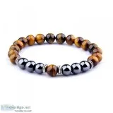 Brand NEW   Natural Tiger Eye and Hematite Beaded Bracelet