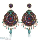 Youbella Bohemian Multicolor Metal Earrings For Women