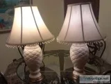 Pair of Glazed Ceramic Table Lamps wShade