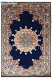 Bluish Central Medallion Handknotted Silk Carpet - Labor Day Spe