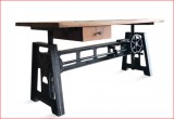 Industrial Ergonomic Desk - Cast Iron Base - Adjustable Height H