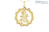 Auspicious Shri Sai Pendant in Gold studded with diamonds