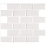 Domino White Glossy 2X4 Staggered Beveled Subway Tile