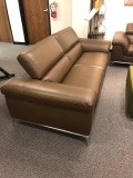 Last 2pc set top grain brown leather sofa and loveseat