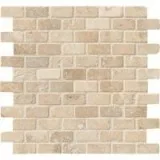 Tuscany Classic 1x2 Brick Tumbled Travertine Mosaic