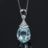 Exquisite 925 Sterling Silver Chain Necklace  Aquamarine Gemston