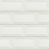 Domino White Glossy 3X6 Beveled Tile
