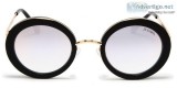 Round Sunglass for Women - BlackGold Front and Temples with Pink