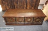 Indian Chest Brass Floral Cladded Trunk Rustic Furniture