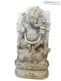 Sitting God Ganesha Statue Temple Decor Spiritual Stone Sculptur