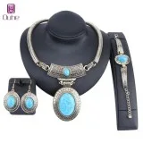 Vintage Dubai Retro Gold Big Turquoise Jewelry Set