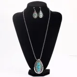 925 Sterling Silver Natural Turquoise Jade Set