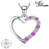 925 Sterling Silver Love Heart 0.6ct Created Pink Sapphire Heart