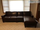 Contemporary Leather Couch with Chaise