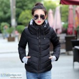 WOMEN SOLID COTTON PADDED HOODED WINTER JACKET