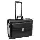 EXCLUSIVE REAL BLACK LEATHER PILOT CASE WHEELED CABIN BAG