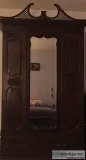Antique 84&rdquo Dark Walnut Tall Armoire