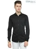 L.A. SEVEN Black Printed Full Sleeves Cotton Casual Shirt